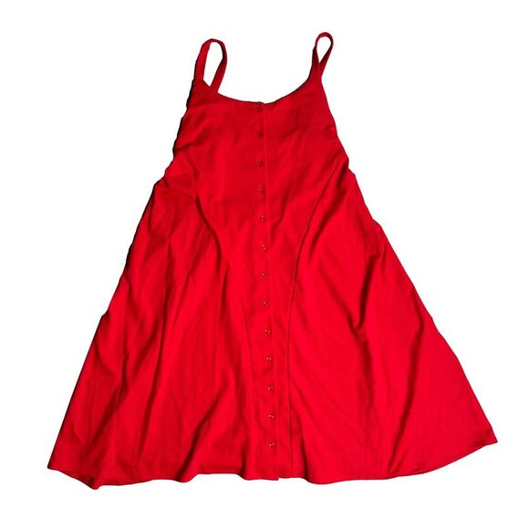 ASOS Shift Dress Womens 6 Red Button Front Sleeveless Summer Beach Wear NEW - Picture 1 of 7